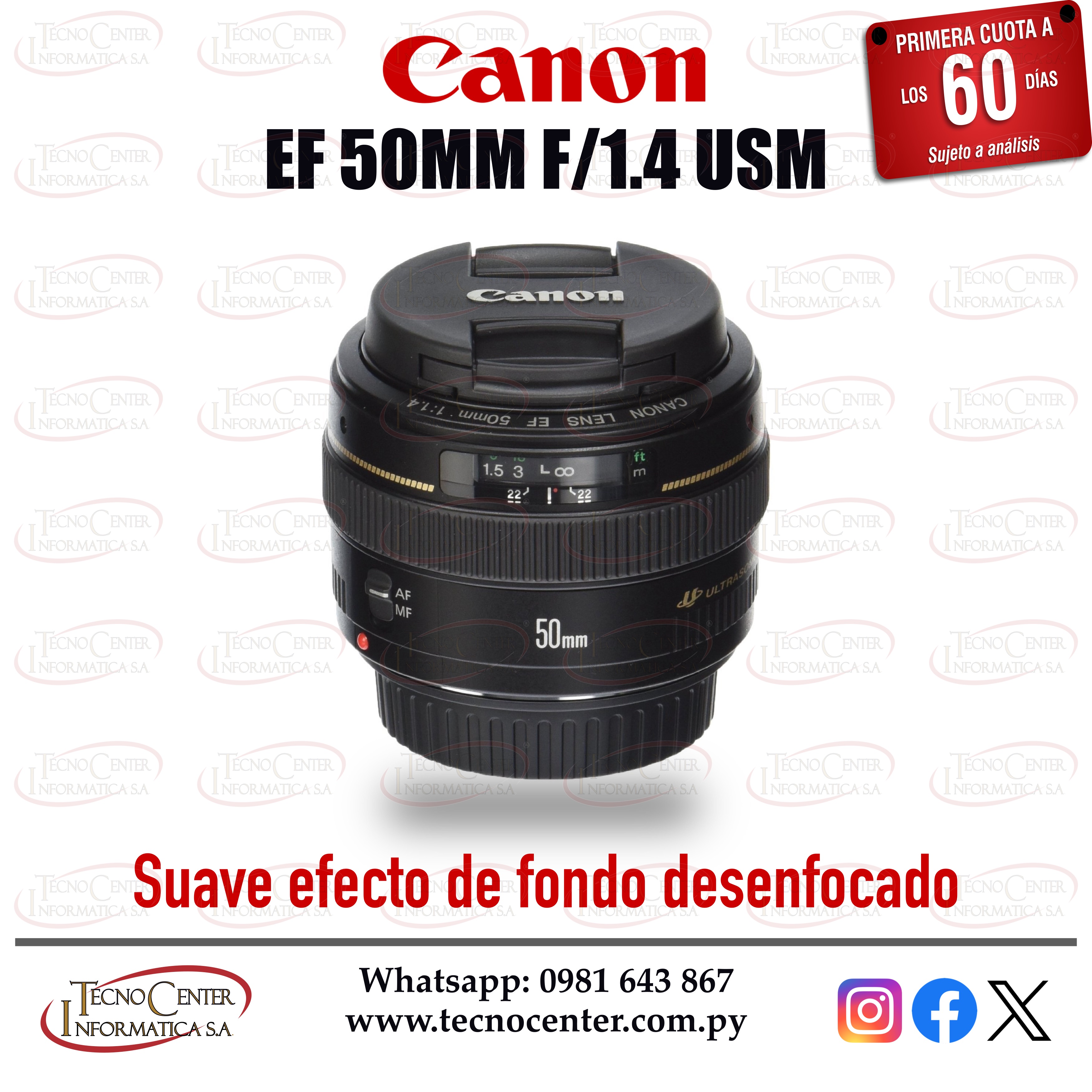 Lente Canon EF 50mm. F/1.4 USM